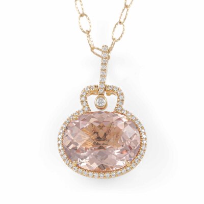 9.27ct Morganite and Diamond Pendant