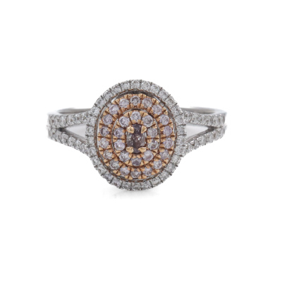 0.59ct Pink and White Diamond Ring