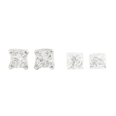 Loose Pair of Diamonds & Diamond Stud Earrings
