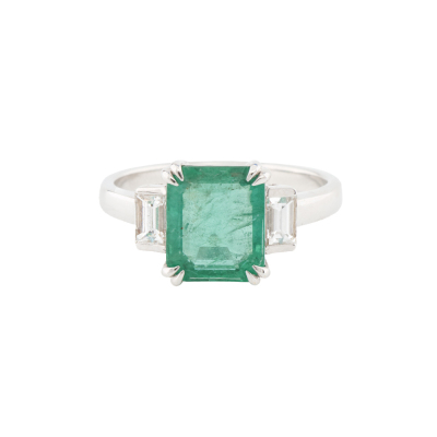 2.87ct Zambian Emerald & Diamond Ring