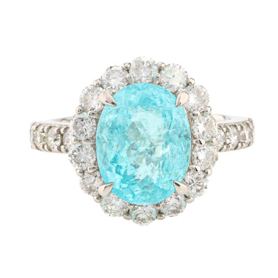 4.00ct Paraiba Tourmaline and Diamond Ring