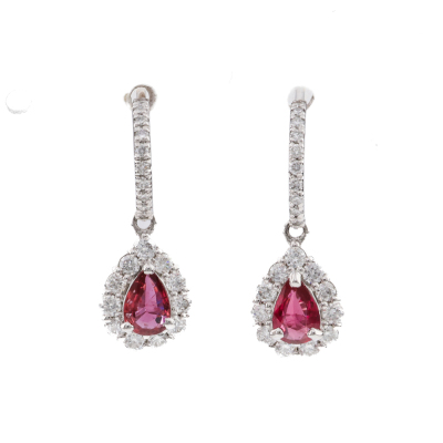 0.64ct Ruby and Diamond Earrings