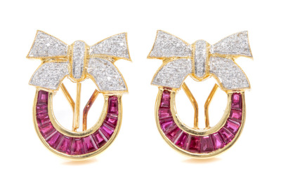 1.20ct Ruby & 0.40ct Diamond Earrings