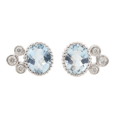 0.60ct Aquamarine and Diamond Earrings