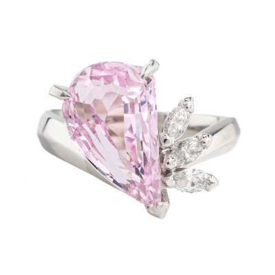 6.32ct Kunzite and Diamond Ring