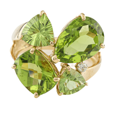 7.00ct Peridot and Diamond Ring