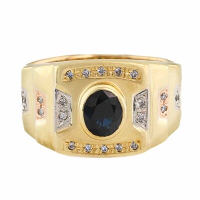 0.91ct Sapphire and Diamond Mens Ring