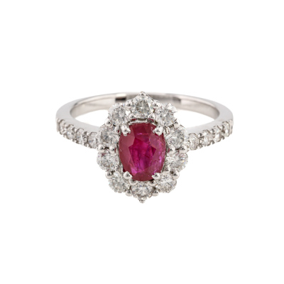 0.85ct Ruby and Diamond Ring