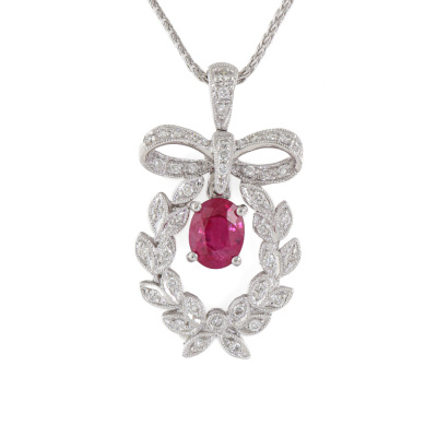 1.28ct Ruby and Diamond Necklace