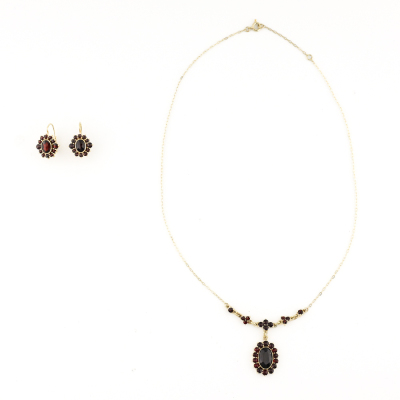 Garnet Necklace and Earrings Set