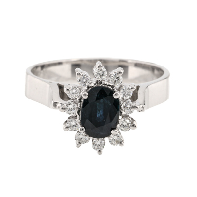 0.70ct Blue Sapphire and Diamond Ring