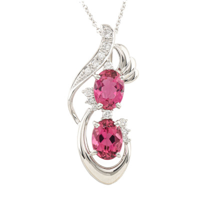 3.80ct Rubellite and Diamond Pendant