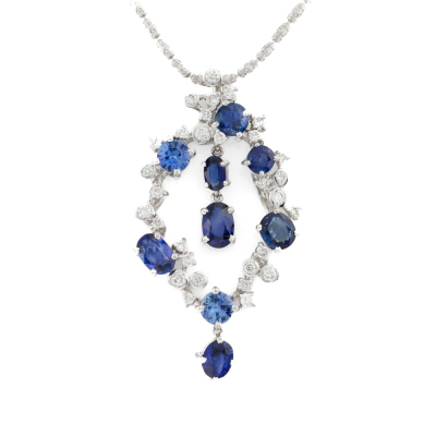 4.24ct Sapphire and Diamond Pendant