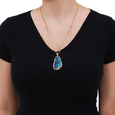 47.80ct Boulder Opal and Diamond Pendant