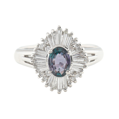 Brazilian Alexandrite & Diamond Ring GIA