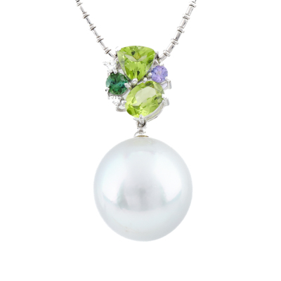16.3mm Pearl, Multi Colour Gemstone Pendant