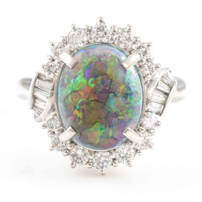 2.61ct Black Opal and Diamond Ring