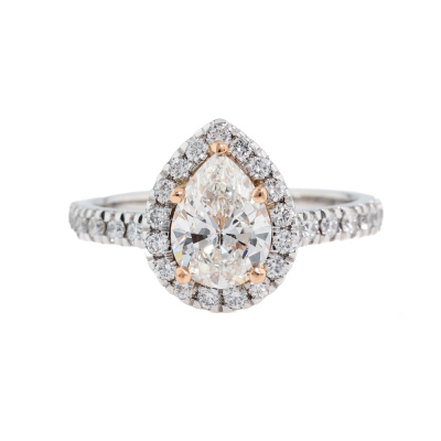 1.01ct Centre Diamond Halo Ring GIA G SI1