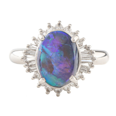 1.96ct Black Opal and Diamond Ring