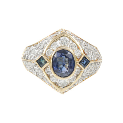 1.34ct Sapphire and 1.44ct Diamond Ring