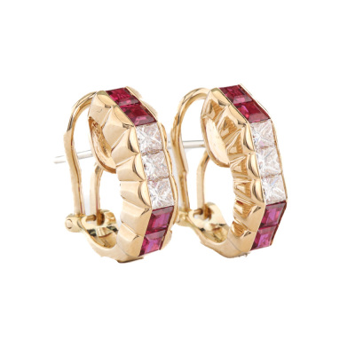 1.37ct Ruby and Diamond Earrings