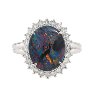2.02ct Black Opal and Diamond Ring