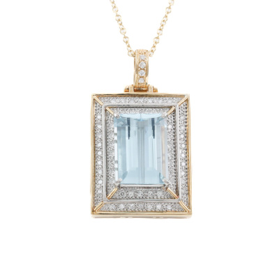 10.80ct Aquamarine and Diamond Pendant