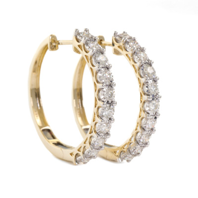1.98ct Diamond Hoop Earrings