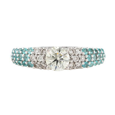 0.24ct Paraiba & Light Yellow Diamond Ring