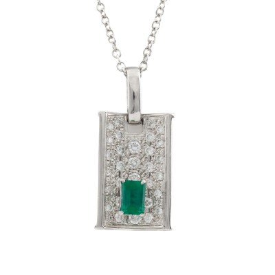 0.35ct Colombian Emerald & Diamond Pendant