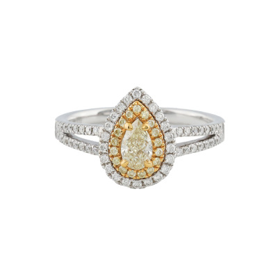 0.69ct Fancy Yellow & White Diamond Ring