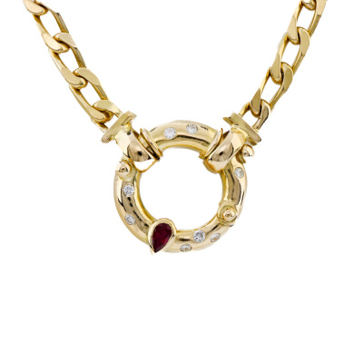 Ruby & Diamond Gold Necklace 41.4g