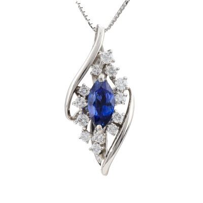 1.02ct Blue Sapphire and Diamond Pendant
