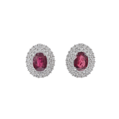 1.95ct Ruby and 0.80ct Diamond Earrings