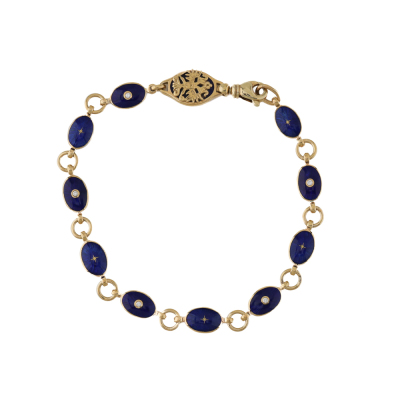 Faberge Blue Enamel Bracelet with Diamonds