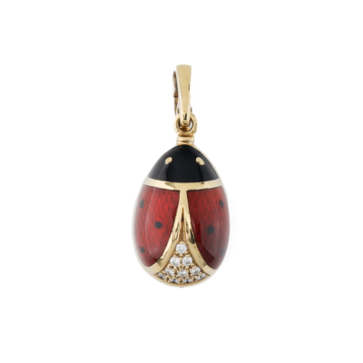 Faberge Ladybug Enamel Pendant with Diamonds