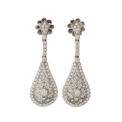 1.50ct Vintage Diamond Drop Earrings