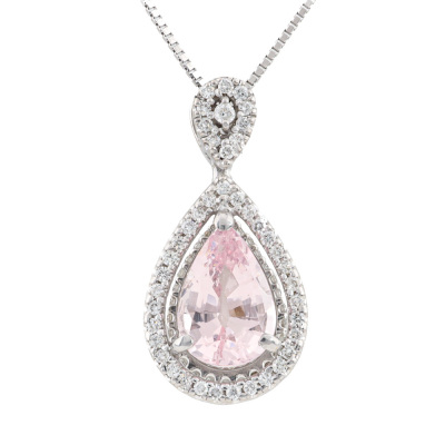 1.53ct Morganite and Diamond Pendant