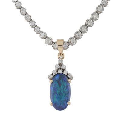 4.34ct Black Opal and Diamond Pendant