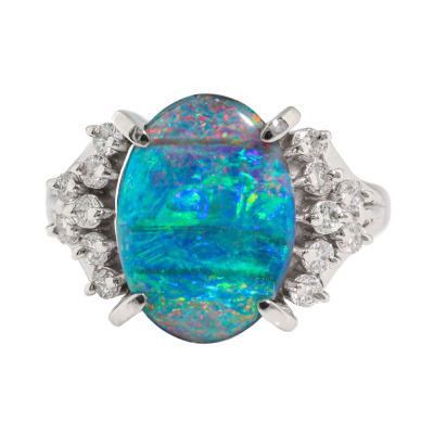 3.34ct Boulder Opal and Diamond Ring