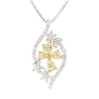 0.58ct Yellow & 0.41ct White Diamond Pendant