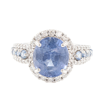 5.28ct Centre Ceylon Sapphire & Diamond Ring