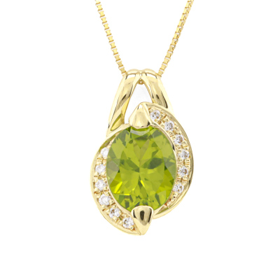 2.70ct Peridot and Diamond Pendant
