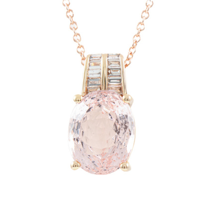 2.21ct Morganite and Diamond Pendant
