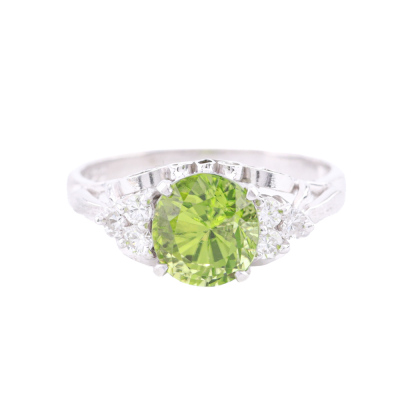 2.02ct Peridot and Diamond Ring