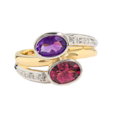 Amethyst, Garnet and Diamond Ring