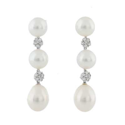 8.4-7.4mm Pearl and Diamond Earrings