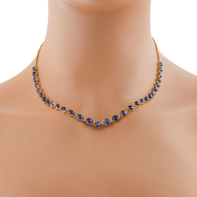 15.00ct Blue Sapphire Necklace, 20ct Gold