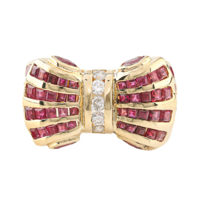 1.64ct Ruby and Diamond Bowtie Ring