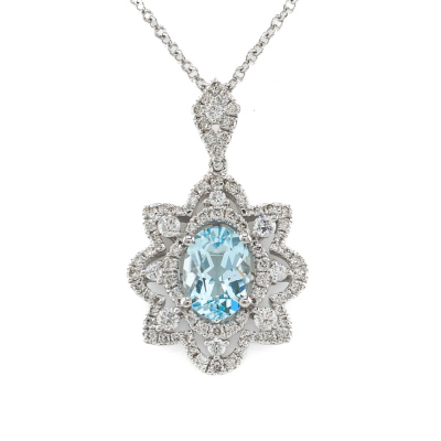0.76ct Aquamarine and 0.41ct Diamond Pendant